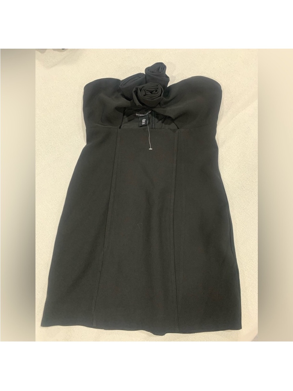 Sincerely Jules Strapless Black Rose-Detail Cocktail Tube Top Mini Dress NWOT M